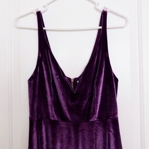 Velvety-like purple mini dress